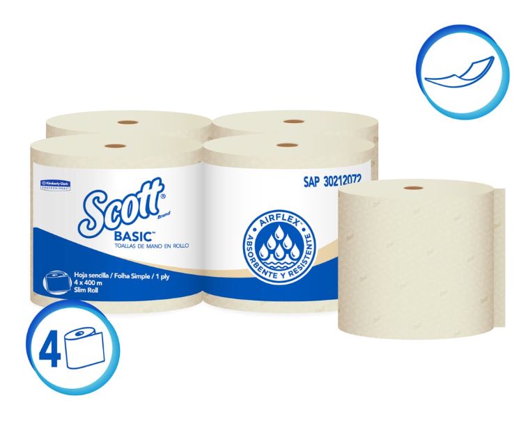 TOALLA ROLLO DE MANO SCOTT® BASIC NATURAL 1P 1X4X400mts SKU-30212072