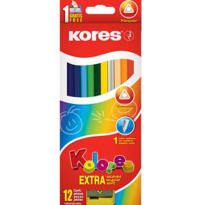 CREYON KORES TRIANGULAR KOLORES DE  12 + SACAPUNTA