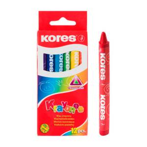 CREYON DE CERA TRIANGULAR 12 COLORES delgado KORES