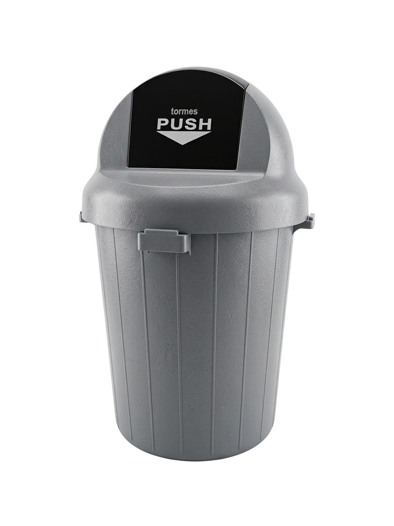 PAPELERA REDONDA PLASTICA C-TAPA COLOR GRIS 100 Lits *TORMES