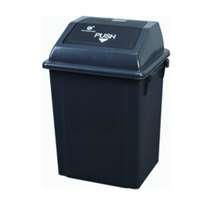 PAPELERA RECTANGULAR PLASTICA C-TAPA COLOR NEGRO 40 Lits *TORMES