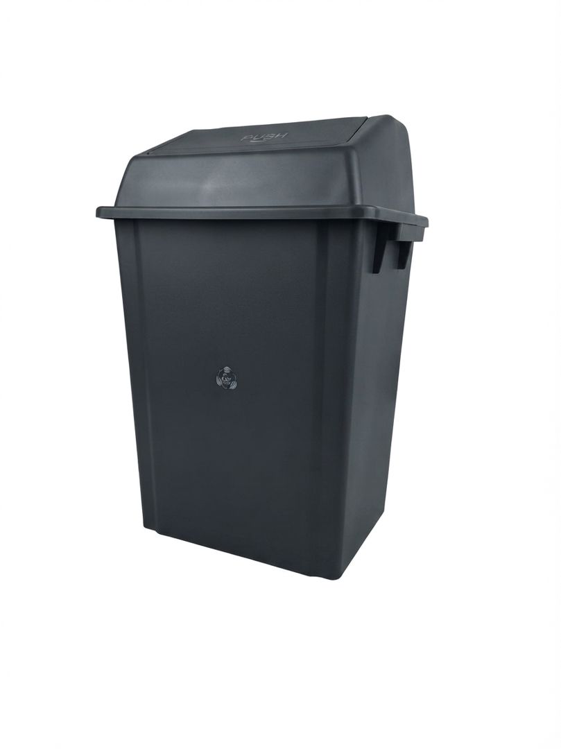 PAPELERA RECTANGULAR PLASTICA C-TAPA COLOR NEGRO 40 Lits *TO