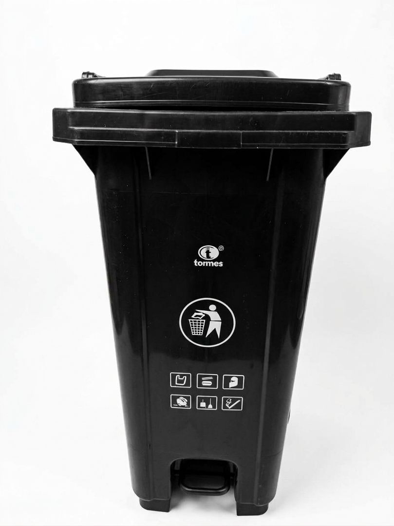 CONTENEDOR NEGRO CON RUEDAS-PEDAL 120 Lits *TORMES