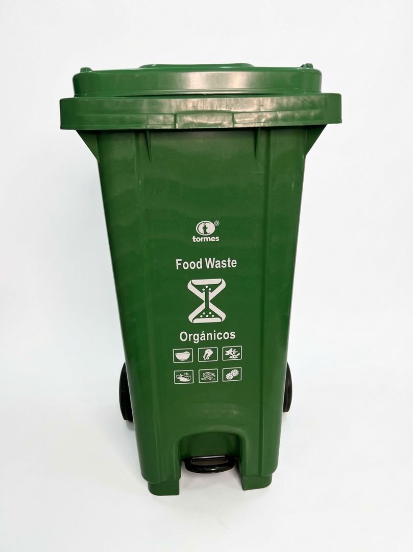 CONTENEDOR VERDE CON RUEDAS-PEDAL 120 Lits *TORMES