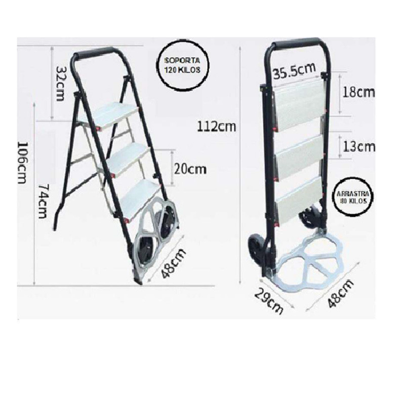 ESCALERA CARRETILLA ALUMINIO 3 TRAMOS