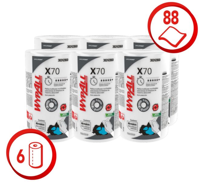 WYPALL*  X70 PAÑO REG IND BLANCO (1*6*88) SKU-30242860