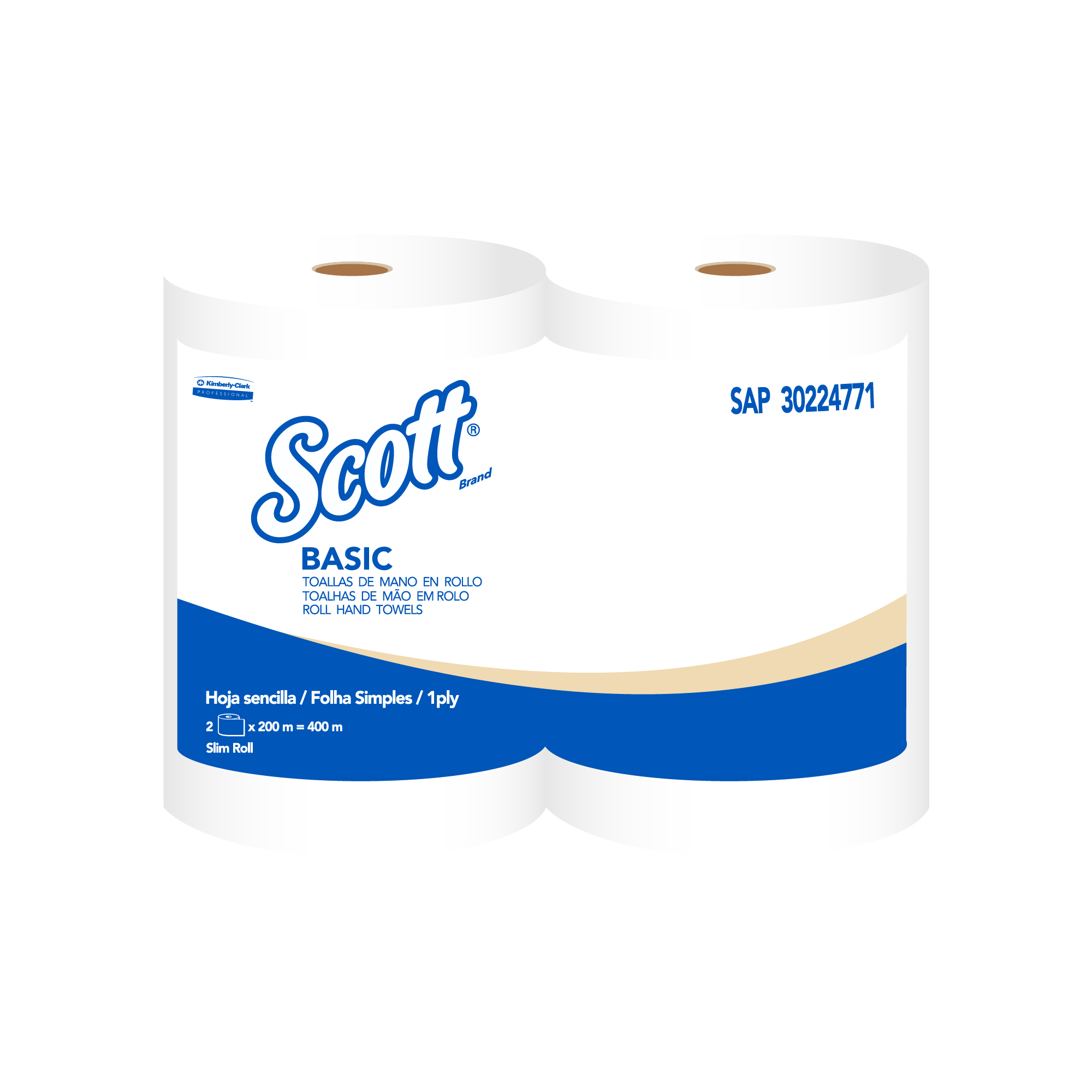 TOALLA ROLLO DE MANO SCOTT® BASIC SLIM ROLL1P 3X2 X 200mts REF. 30224771