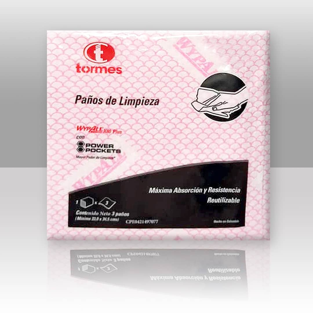 WYPALL*  X80  ROJO POWER POCKETS  (10 paquetes-caja  30 paños-paquete  Med. 33 5 x 35 5 cm ) SKU 30228269 - 30243076