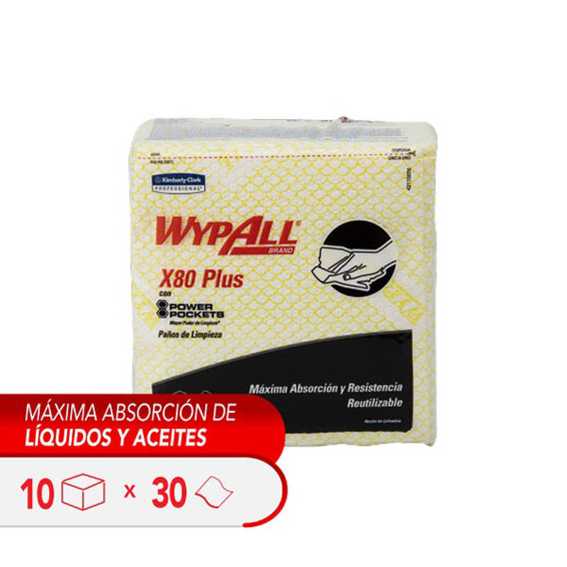 WYPALL*  X80  AMARILLO POWER POCKETS  (10 paquetes-caja  30 paños-paquete  Med. 33 5 x 35 5 cm ) SKU 30228270 - 30243096