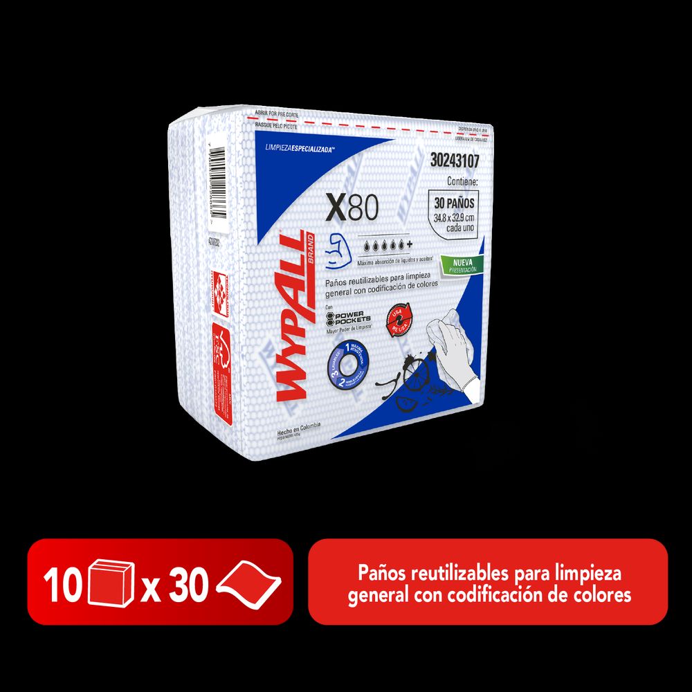 WYPALL*  X80  AZUL POWER POCKETS 10*30 SKU-30243107
