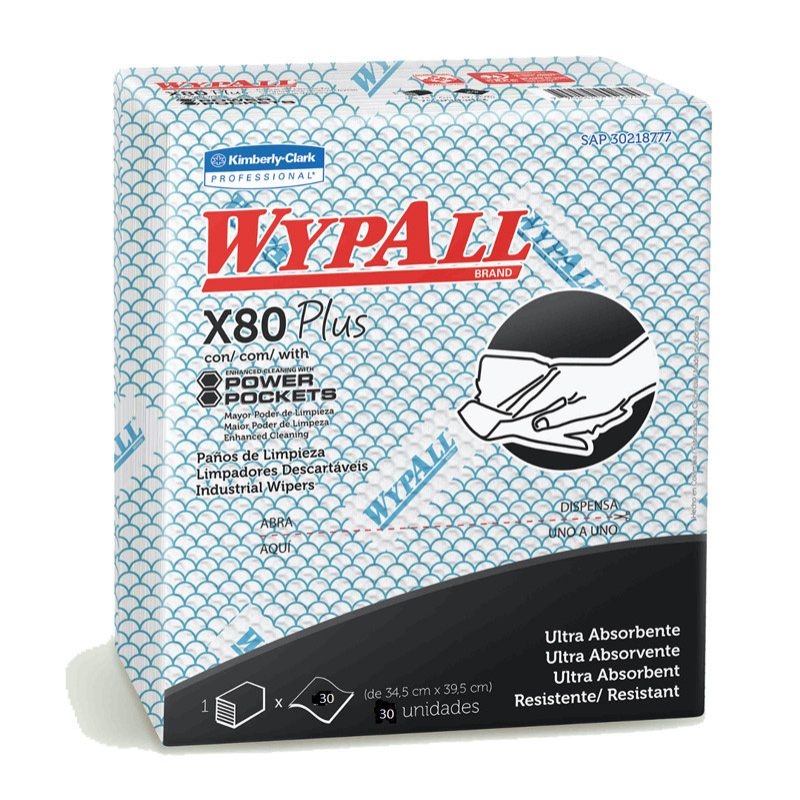 WYPALL*  X80  AZUL POWER POCKETS  (10 paquetes-caja  30 paños-paquete  Med. 33 5 x 35 5 cm ) SKU 30228273 - 30243107