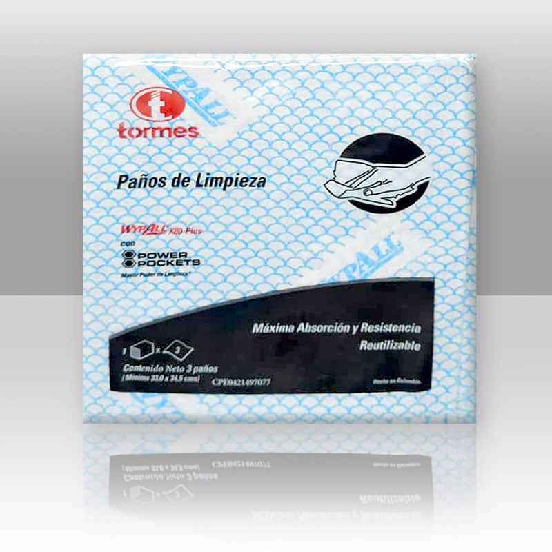 WYPALL*  X80  AZUL POWER POCKETS  (10 paquetes-caja  30 paños-paquete  Med. 33 5 x 35 5 cm ) SKU 30228273 - 30243107