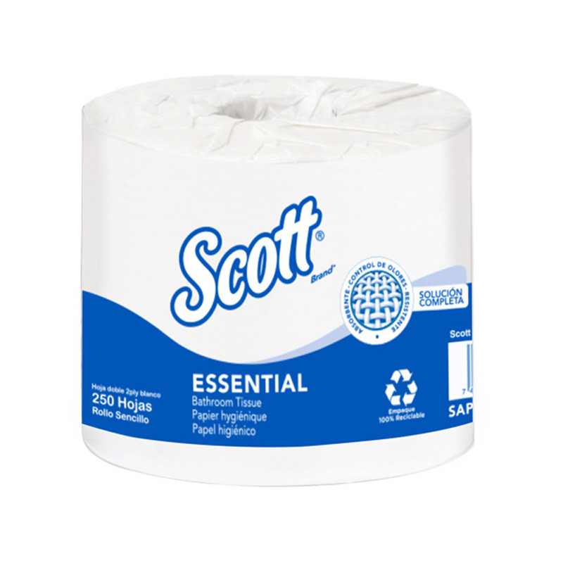Papel Higiénico SCOTT® ESSENTIAL 1x24   3 Hoja  28 mts - 300 Hojas (Encapsulado Elimina Olor) Ref. 30229262 - 30243350
