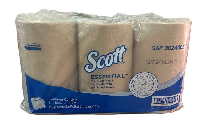 TOALLA ROLLO DE MANO SCOTT® ESSENTIAL NATURAL 1P 1X6X100mts SKU-30240057