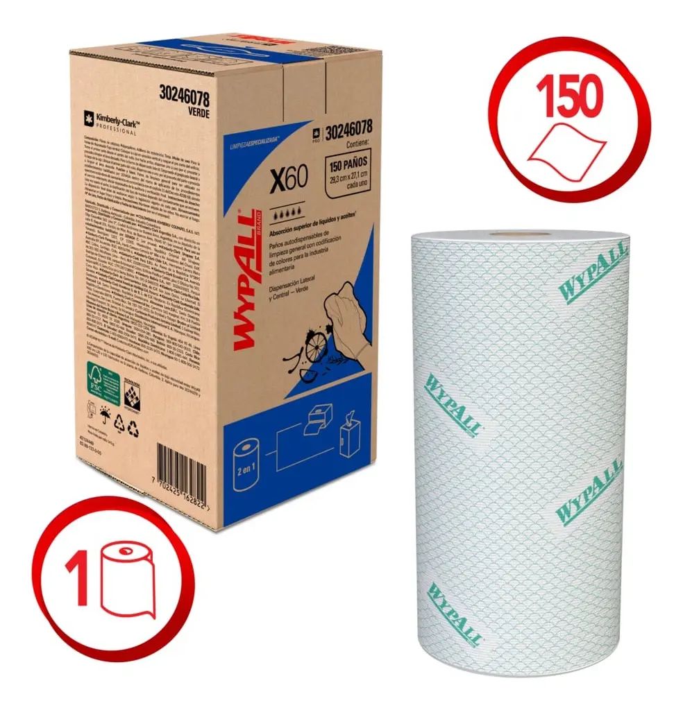 WYPALL* X60 VERDE ROLLO LISO 1X6 150H SKU- 30246078