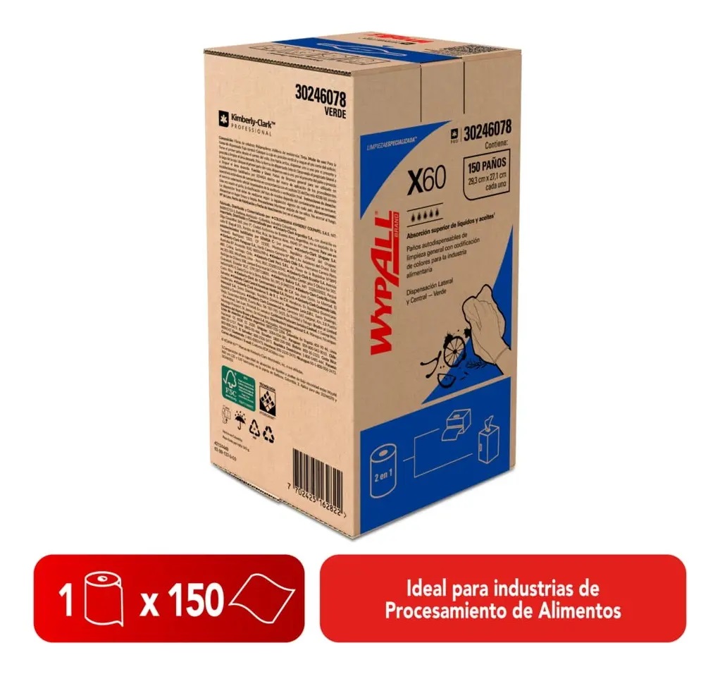 WYPALL* X60 VERDE ROLLO LISO 1X6 150H SKU- 30246078