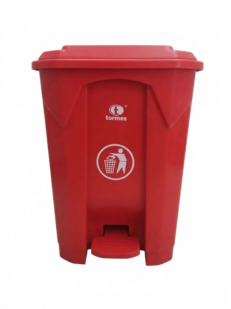PAPELERA RECTANGULAR PEDAL C-TAPA ROJO 45 Lits  *TORMES