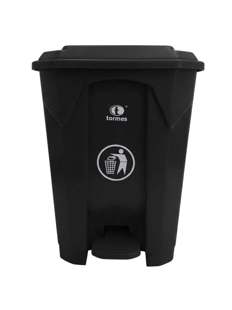 PAPELERA RECTANGULAR PEDAL C-TAPA NEGRO 68 Lits  *TORMES
