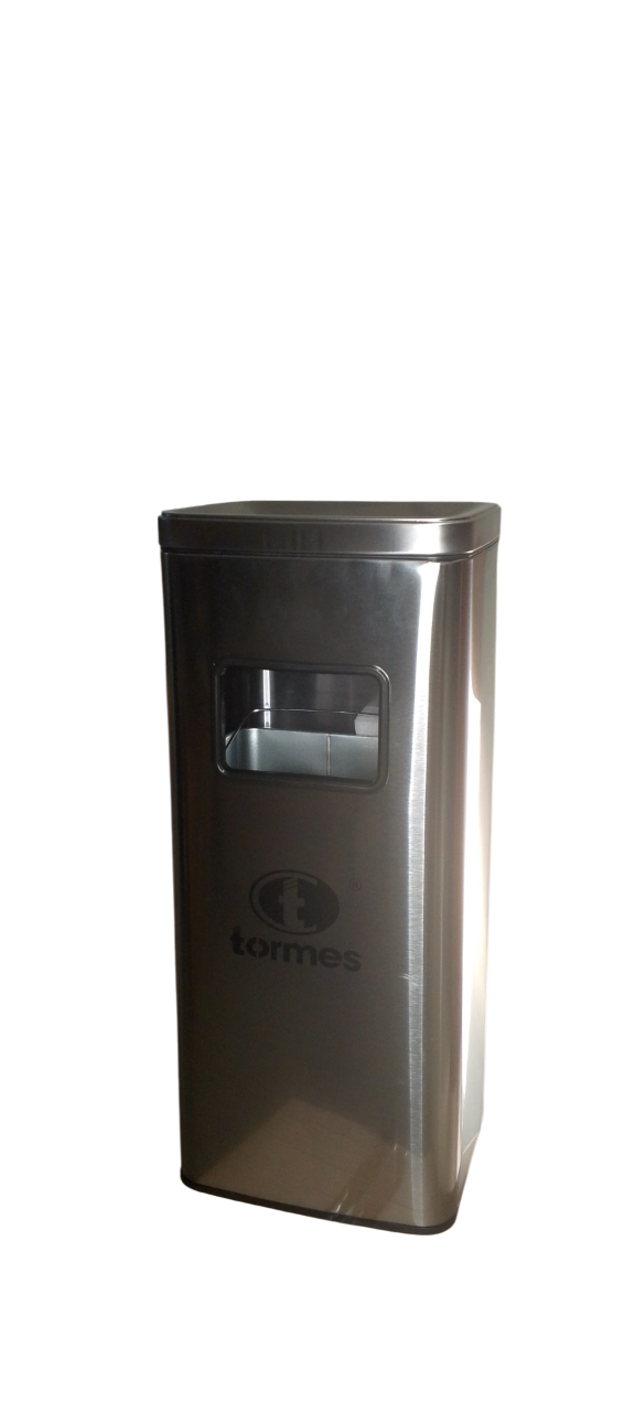 PAPELERA  ACERO RECTANGULAR C/CENICERO  30 LTS (W 265*H 695 mm)