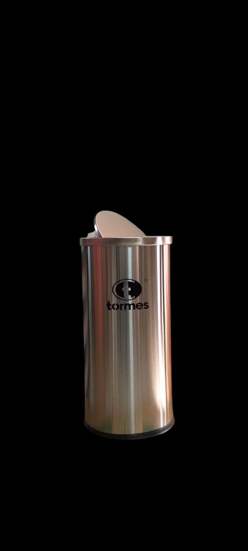 PAPELERA  ACERO REDONDA TAPA VAIVEN  33 LTS (250* h 610mm )