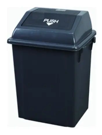 PAPELERA RECTANGULAR PLASTICA C-TAPA COLOR NEGRO 60 Lits *TORMES