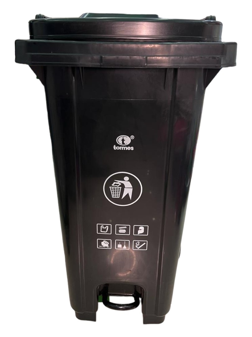CONTENEDOR DE BASURA NEGRO C-RUEDAS 120 Lits *TORMES