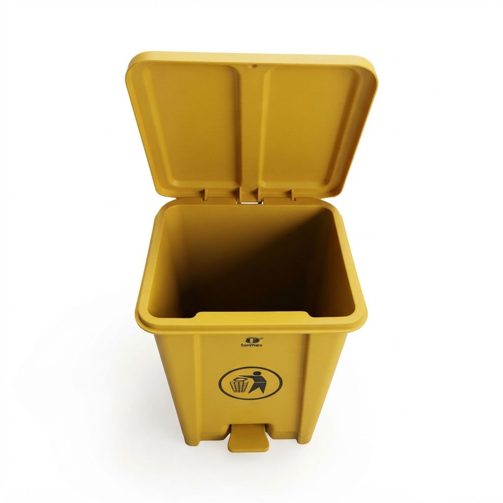 PAPELERA RECTANGULAR  PEDAL C-TAPA AMARILLO 20 Lits  *TORMES